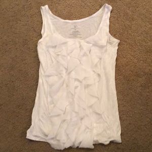 White ruffle tank top